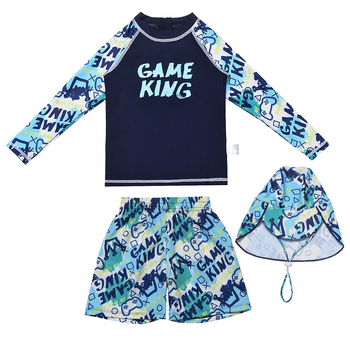 Παιδικό μαγιό δύο τεμαχίων – μακρυμάνικο τοπ με μακριά παντελόνια, καλλιτεχνικό σχέδιο καρτούν, εξωτερικό ύφασμα 85% πολυεστέρας, επένδυση πολυεστέρα με σπάντεξ 15%