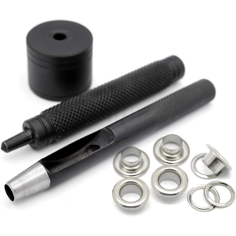 Maināmu galvu acs uzmavu komplekts — dzelzs konstrukcija; acu mehānisms; piemērots tīklam, teltīm, cepurēm, mugursomām, somām, apģērbam un darba apģērbam (Yunji Hardware)