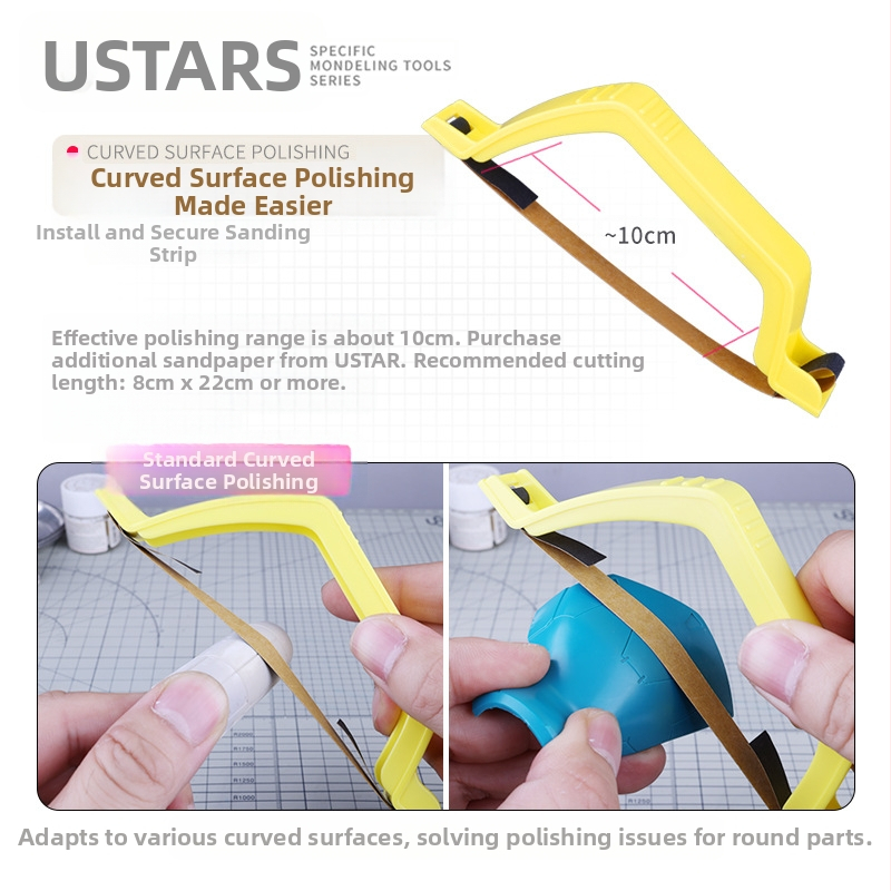 Шлайфмашина с лък 91606 за заоблени повърхности и полиране, комплект с 6 вида абразиви; марка Yousuida; материал пластмаса