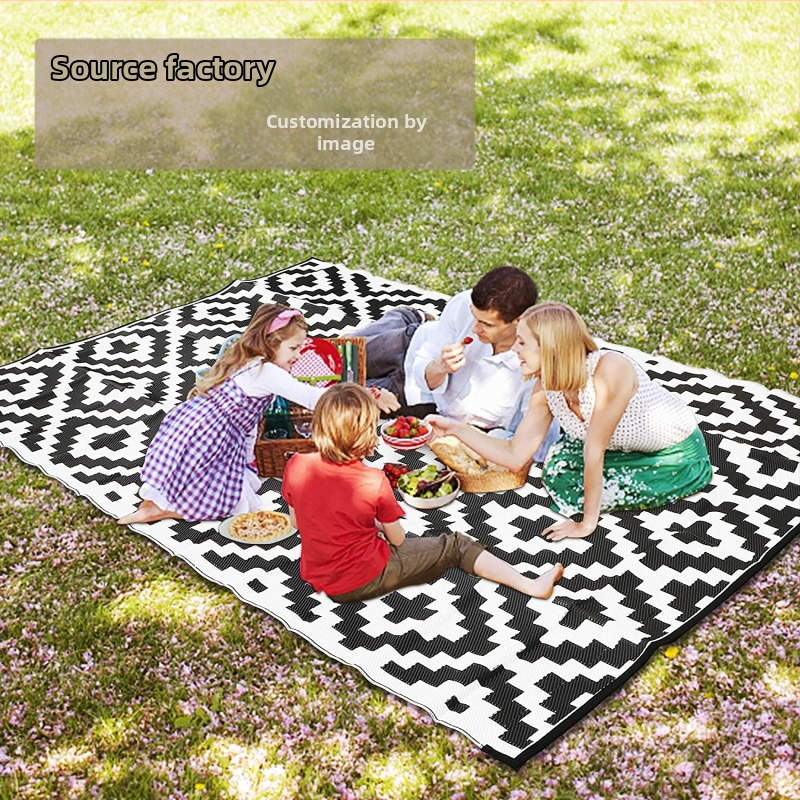 Jacquard piknika paklājs – viegli tīrāms, mitrumizturīgs, no PP auduma, dvigubai izmantošanai – kempingam un balkona terasei