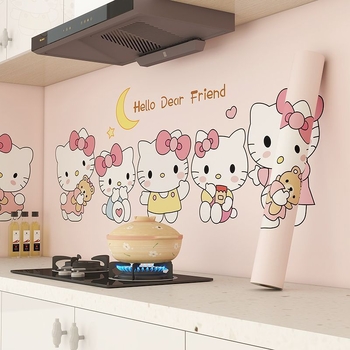 Αυτοκόλλητο τοίχου κουζίνας με καρτούν, PET υλικό, διακοσμητικό, μοτίβο καρτούν, για σαλόνι.
