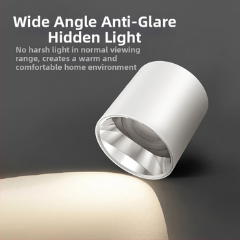Κυκλικό LED downlight, επιφανειακής τοποθέτησης, αντιθαμβωτικό, CRI ≥90, 3000–6500K