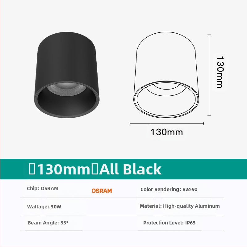 Κυκλικό LED downlight, επιφανειακής τοποθέτησης, αντιθαμβωτικό, CRI ≥90, 3000–6500K