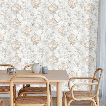 PVC tapetai su prancūzišku retro botaniniu raštu – atsparus drėgmei, daugiasluoksnė, lengvas prabangos stilius, dekoratyvinis raštas