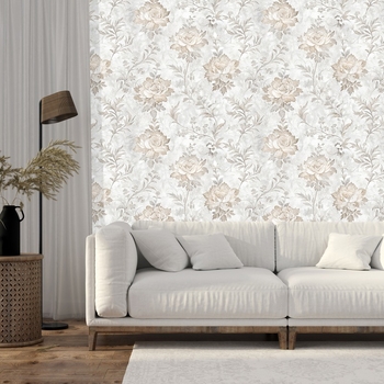 PVC tapetai su prancūzišku retro botaniniu raštu – atsparus drėgmei, daugiasluoksnė, lengvas prabangos stilius, dekoratyvinis raštas