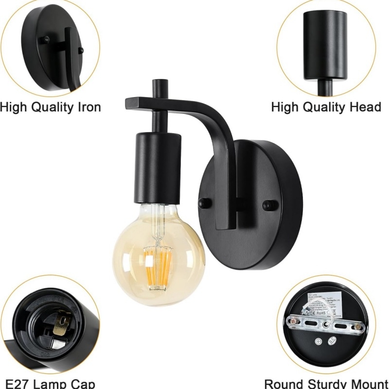 Sieninė LED lemputė • Geležies gaubtas • Geležies korpusas • 110V • Gaoxin Lighting