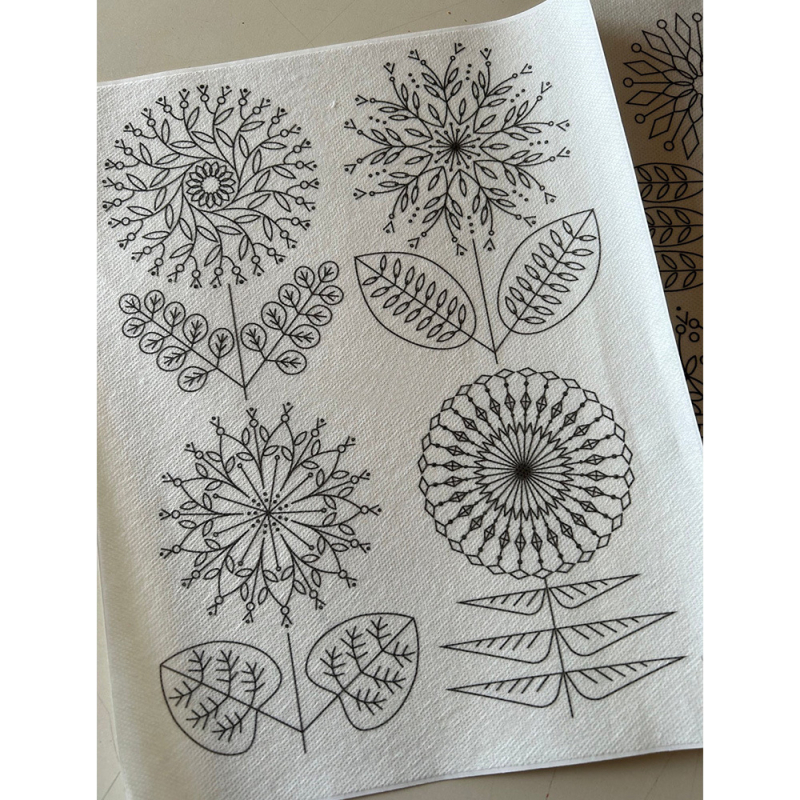 Vízzel oldódó hímző stabilizáló és hímzőpapír DIY rajz sablonkészlet – nem szövött anyagból