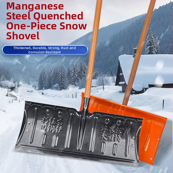 Manganio plieno viengabė sniego šluota, vienguba konstrukcija, kalintas kraštas, su ratuku, lauko sniego šalinimui