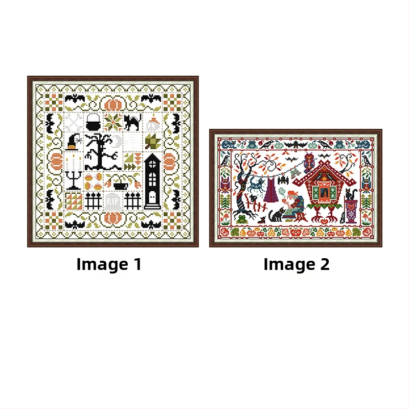 Комплект за кръстат бод: Хелоуин натюрморт, DIY бродерия върху плат 11-CT, еко памук, декоративна украса за спалня