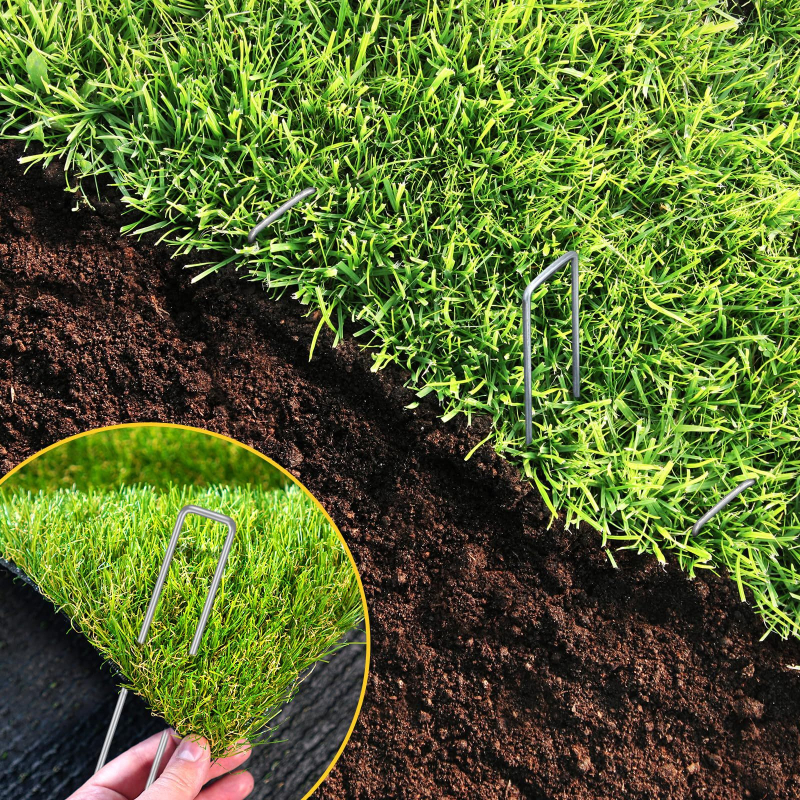 U alakú talajszeg, galvanizált alacsony széntartalmú acélhuzalból, September márka, kertészeti ültetésekhez és gyepprojektekhez