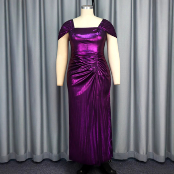 Φόρεμα από πολυεστέρα, τετράγωνη λαιμόκοψη, ψηλή μέση, μακριά φούστα, φερμουάρ