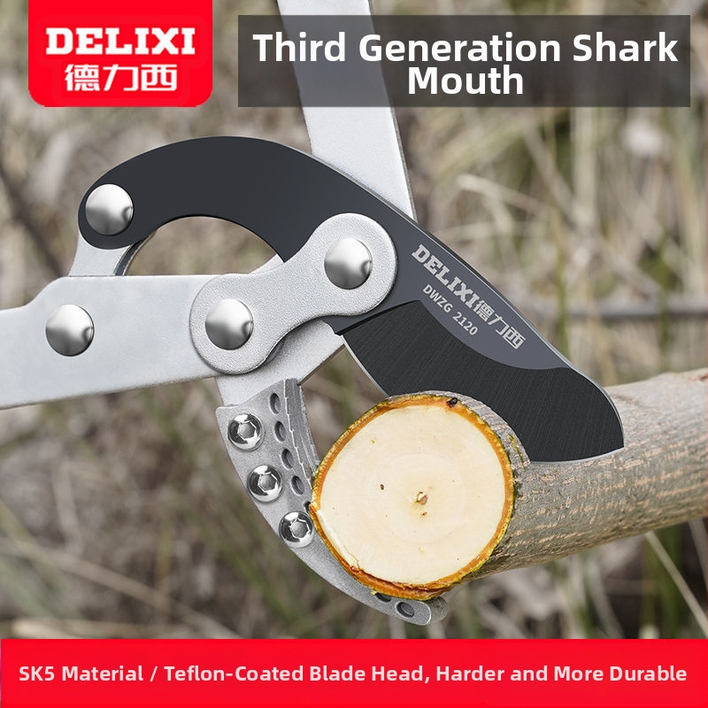 Delixi градинарски секатори за груби клонове, форма на клюн, нож от SK5 стомана, тефлоново покритие, мека дръжка