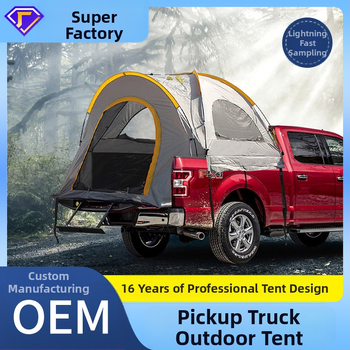 Pikapa aizmugurējais telts kempingam, 4 sezonas, 3-4 cilvēkiem, stiklašķiedras stieņi, 210D Oxford audums, ūdensizturīgs 2000-3000 mm