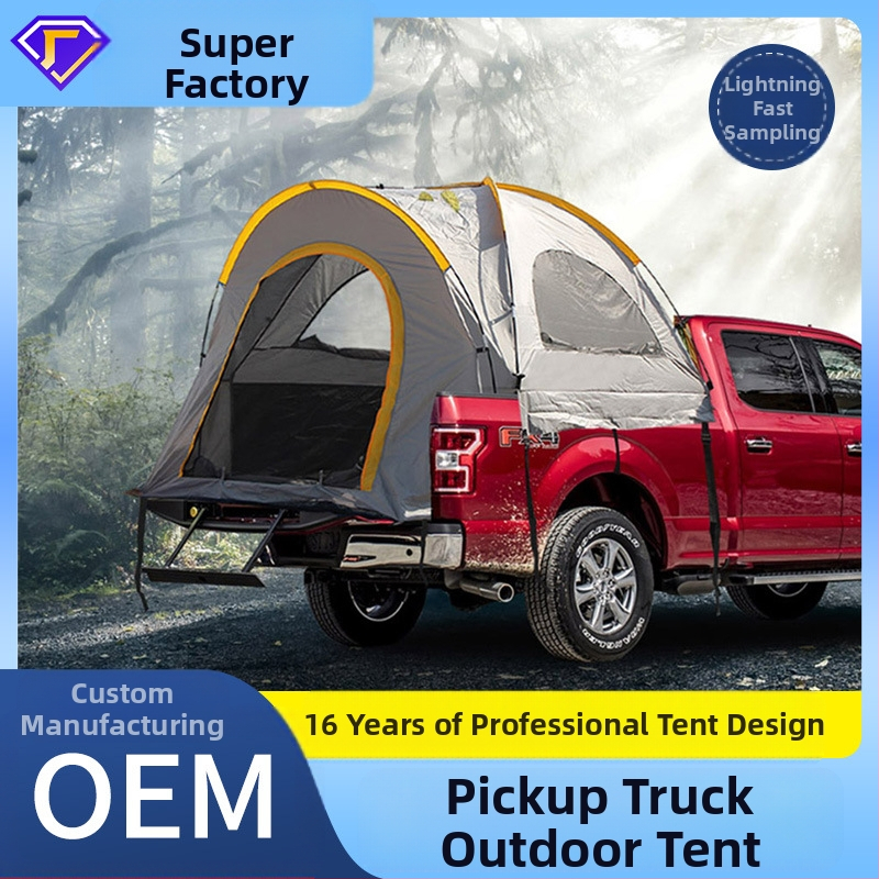 Pikapa aizmugurējais telts kempingam, 4 sezonas, 3-4 cilvēkiem, stiklašķiedras stieņi, 210D Oxford audums, ūdensizturīgs 2000-3000 mm