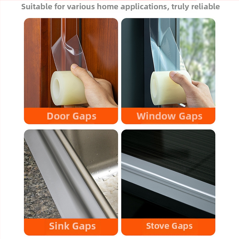 Okno tesniaca páska – bez zvyškov lepidla, vetruodolná a vodeodolná, vyplní štrbiny pre sklenené dvere a okná; zimná ochrana proti chladu.