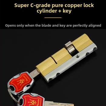 Saugos durims skirtas spynos cilindras su variniu korpusu, variniu brandu ir variniu raktu