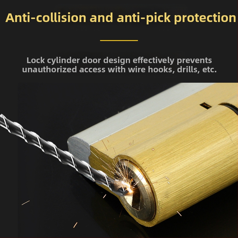 Saugos durims skirtas spynos cilindras su variniu korpusu, variniu brandu ir variniu raktu