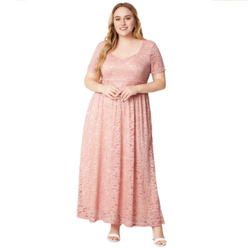 Shiqin рокля с флорална дантела, V-образно деколте, А-линия, ръкав 3/4, дантела с изрязани детайли, нейлон 90–95%, спандекс ≤30%