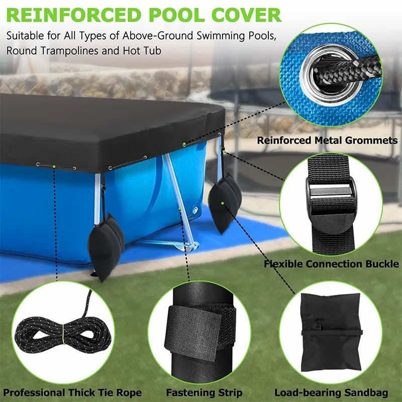 Ārējais baseina pārklājs — Oxford audums, pielāgojams, putekļu un saules aizsardzība, drukāts logotips