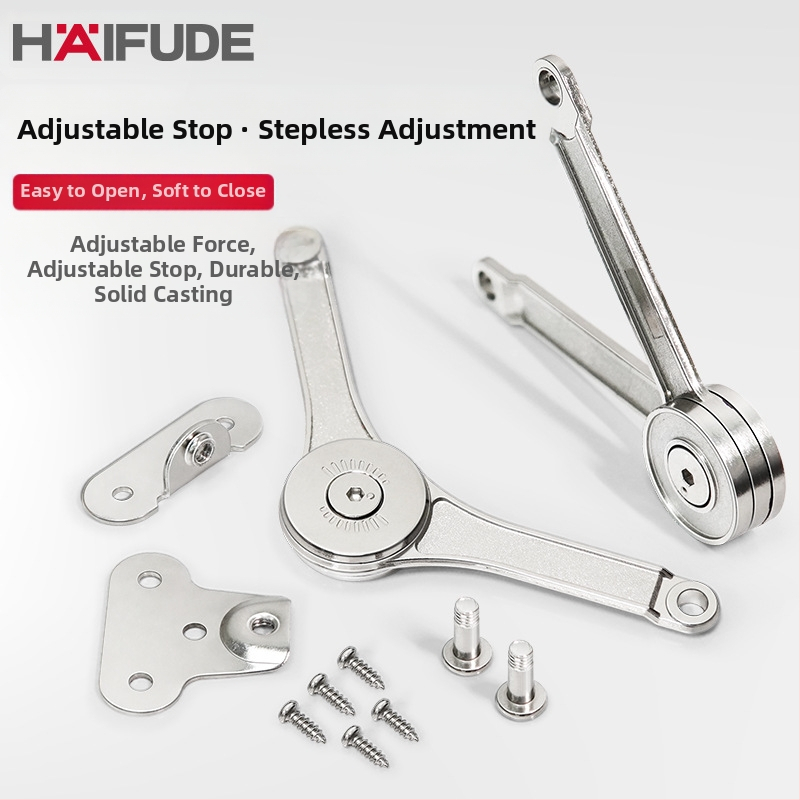 Szekrényajtó hidraulikus tartója – cinkötvözet, Hafford HAIFUDE, modell GZRYT, szekrényhez, ruhásszekrényhez és felső ajtóhoz, kettős nikkel bevonat