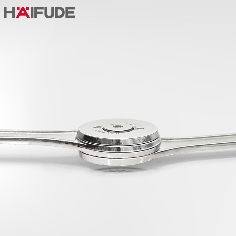 Szekrényajtó hidraulikus tartója – cinkötvözet, Hafford HAIFUDE, modell GZRYT, szekrényhez, ruhásszekrényhez és felső ajtóhoz, kettős nikkel bevonat