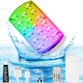 Ασύρματο επαναφορτιζόμενο LED φως πισίνας, 13 LED, IP67, τηλεκοντρόλ, αμφίβιο (4.5V εισόδου)
