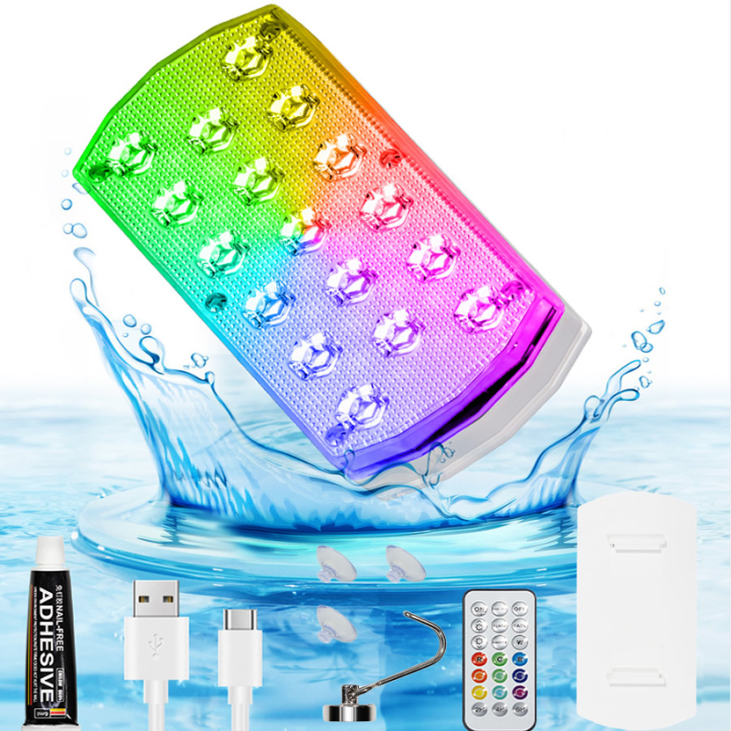 Įkraunama belaidė LED baseino šviesa, 13 LED, IP67, nuotolinio valdymo, amfibinis (4.5V įvestis)