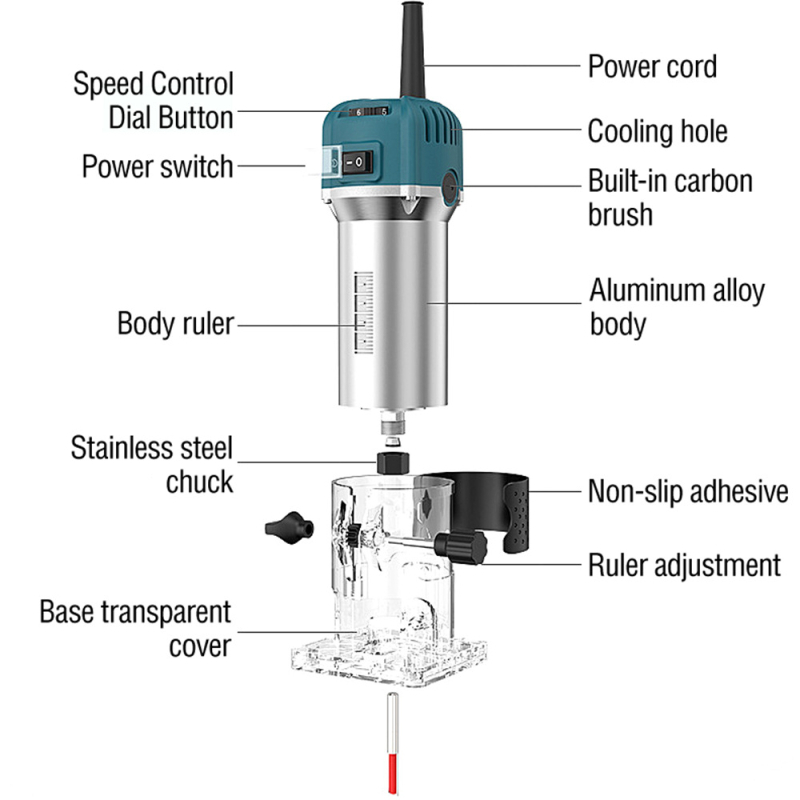 Bolimi дървообработваща електрическа машина за канали и гравиране, 110V, за фаска на дърво
