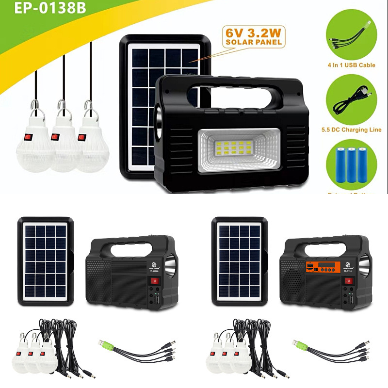 Nešiojamas saulės LED prožektorius ir žibintas – akumuliatorius 3600, išvestis 5V, PV plokštės galia 555, dažnis 50–60 Hz