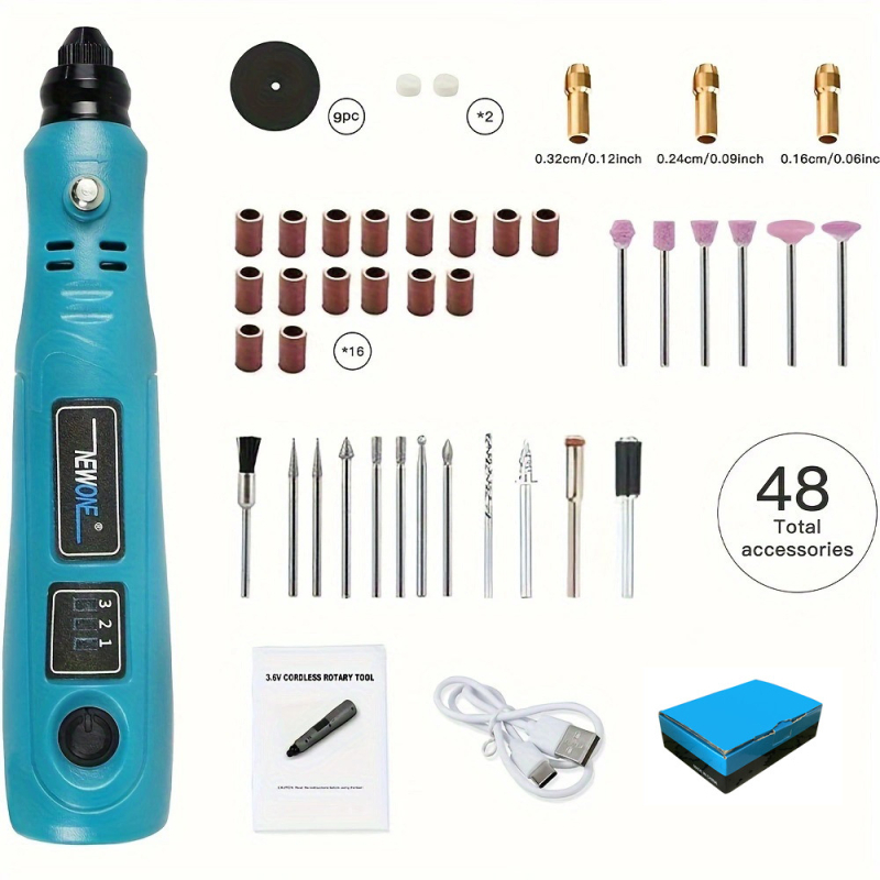 Презареждаема ръчна електрическа шлайфмашина за маникюр и дърворезба, компактен ръчен инструмент, 3.6V Li‑ion батерия, фиксирана скорост, включен заряден кабел, тегло 0,24 кг