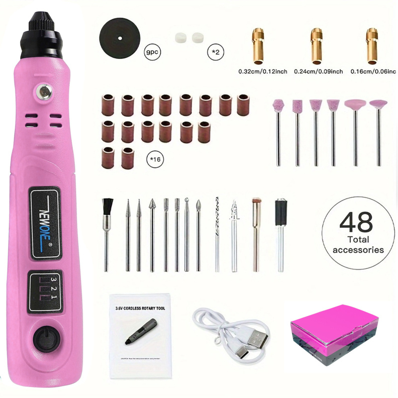 Презареждаема ръчна електрическа шлайфмашина за маникюр и дърворезба, компактен ръчен инструмент, 3.6V Li‑ion батерия, фиксирана скорост, включен заряден кабел, тегло 0,24 кг