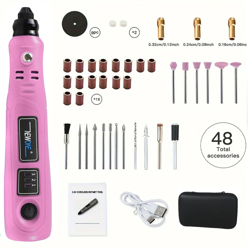 Презареждаема ръчна електрическа шлайфмашина за маникюр и дърворезба, компактен ръчен инструмент, 3.6V Li‑ion батерия, фиксирана скорост, включен заряден кабел, тегло 0,24 кг