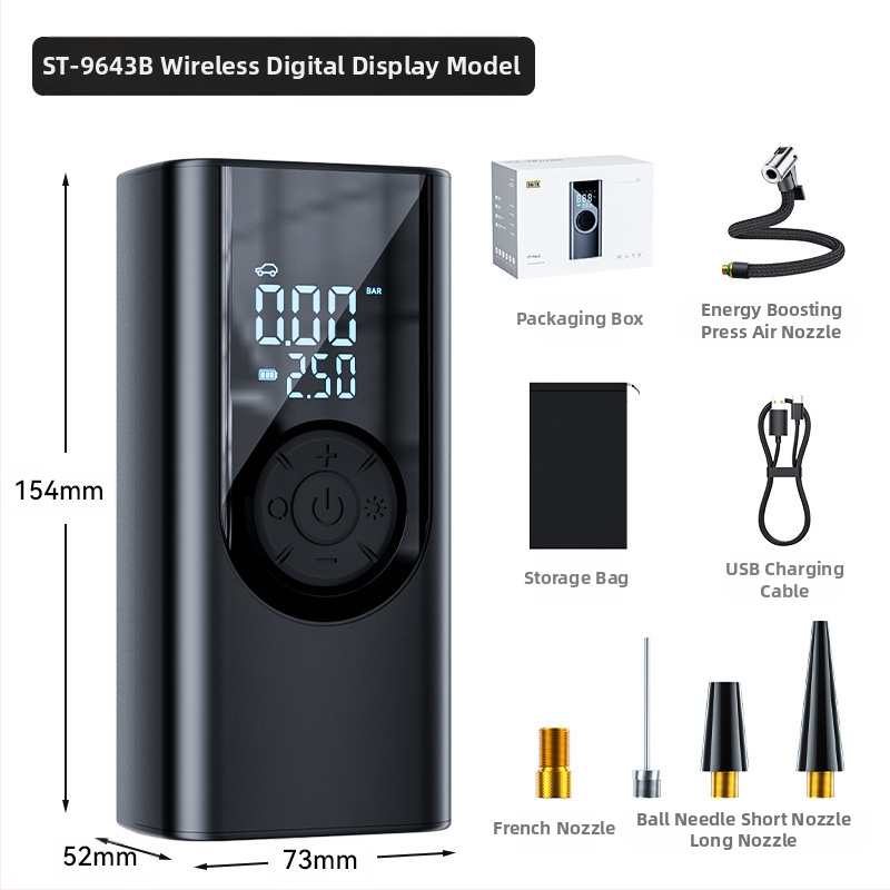 Shunwei bezvadu automobiļa gaisa sūknis ar digitālo displeju, 11.1V, 100W, 30 L/min