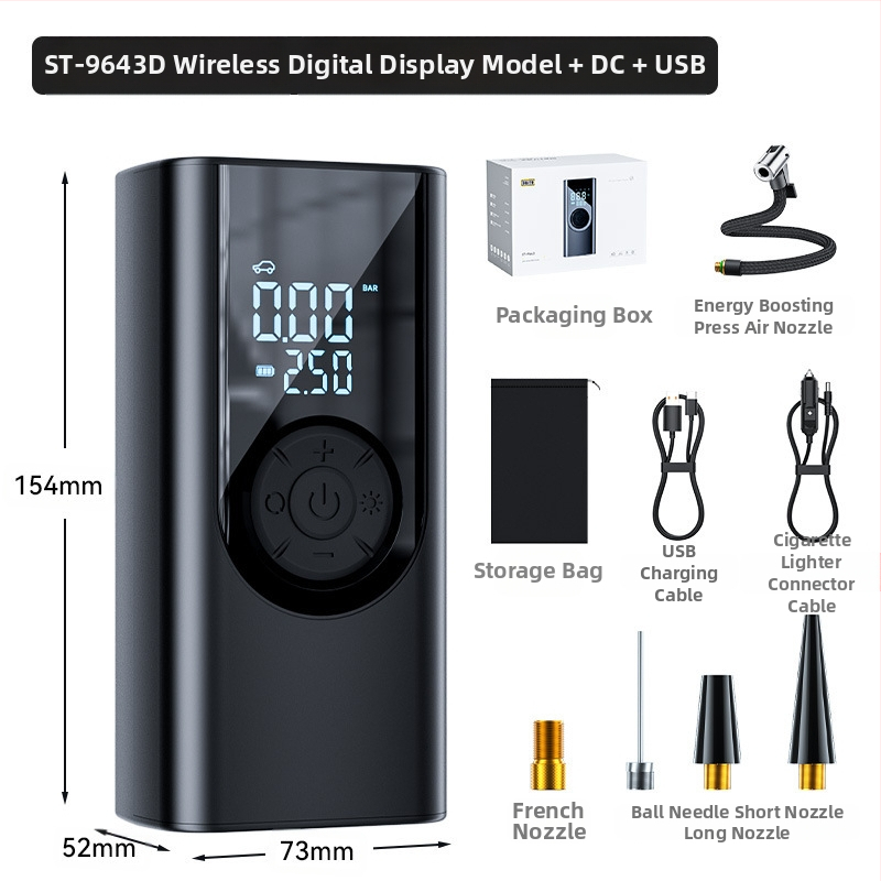 Shunwei bezvadu automobiļa gaisa sūknis ar digitālo displeju, 11.1V, 100W, 30 L/min