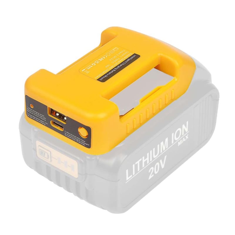 USB modell Dewalt 18V Li-ion akkumulátorhoz illeszkedő tartóalap csattal, konverterrel, 70 g