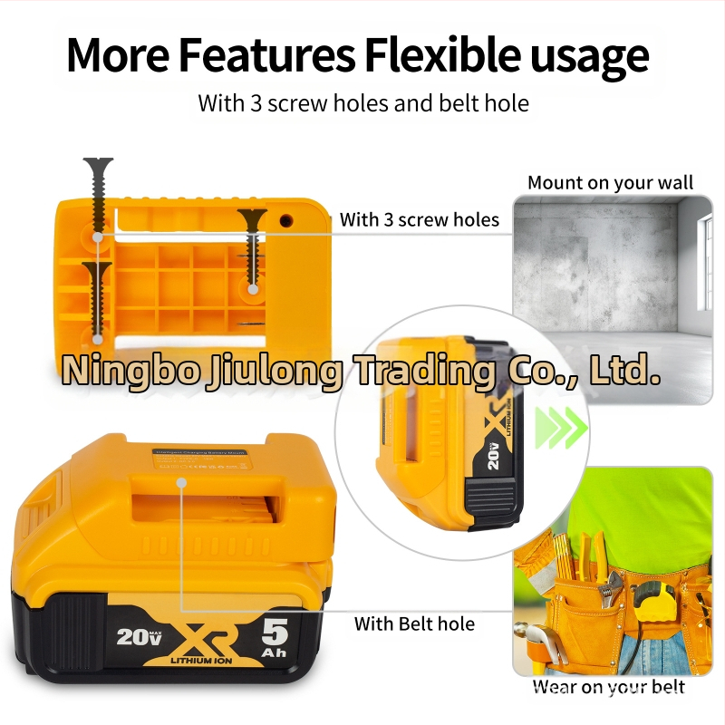 USB модел за DeWalt 18V литиева батерия — база със скоба и конвертор, 70 г