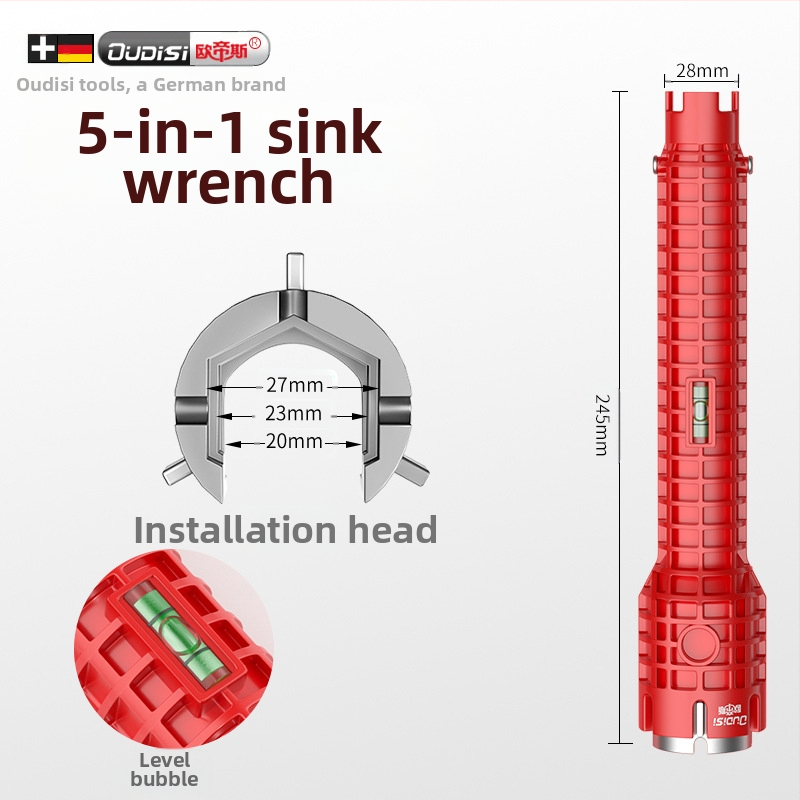 Otis осем в едно мултифункционално средство за сваляне на смесителя за мивка – пластмасова конструкция, тръбен ключ, за кухня и баня