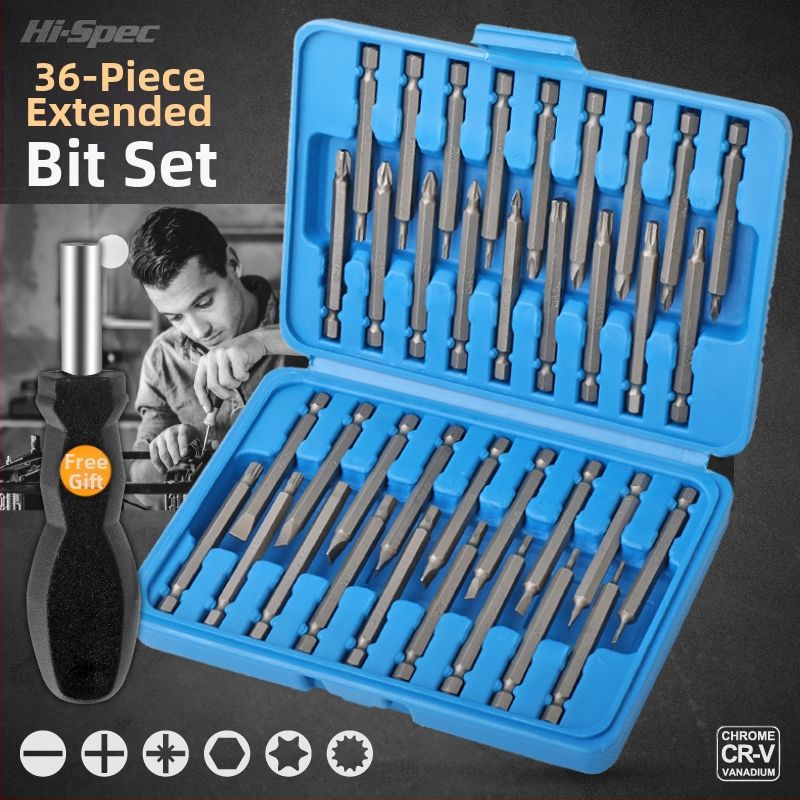 Veržtuvų rinkinys: daugiafunkcinis, su specialių formų Philips ir Torx bitais, laikiklis su sleeve, bitai iš anglinio plieno