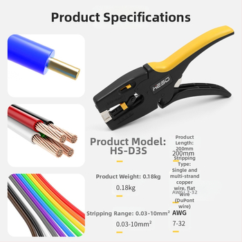 Clește automate pentru dezizolarea cablurilor - unealtă multifuncțională pentru electricieni, dezizolare și tăiere cabluri (Brand: HESO; Greutate: 180 g; Specificații: 8)