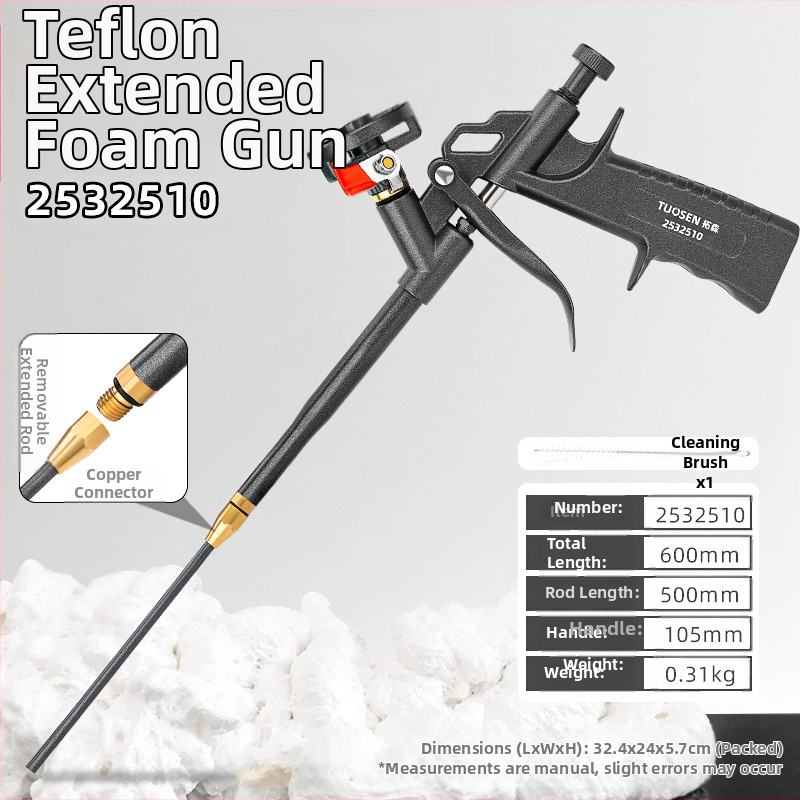 Пистолет за полиуретанова уплътнителна пяна, лесно почистващ се, корпус от сплав, за уплътняване при климатични системи, прозорци и врати