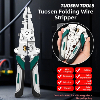 XTUOSEN skladacie kliešte na odizolovanie káblov, špičatý hrot, hmotnosť 0,19 kg, model 241023