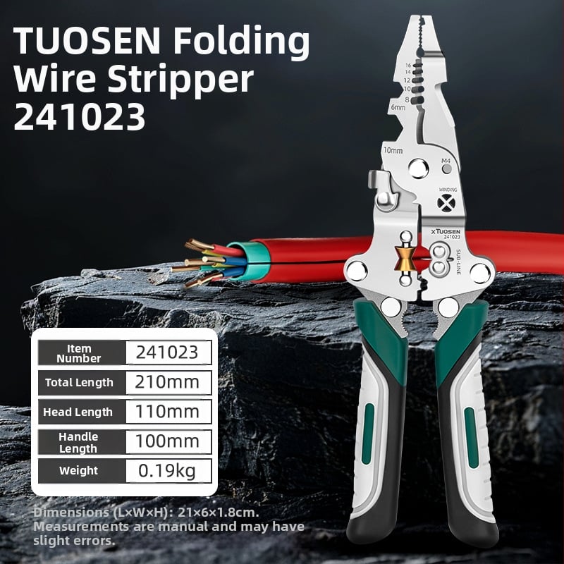 XTUOSEN skladacie kliešte na odizolovanie káblov, špičatý hrot, hmotnosť 0,19 kg, model 241023