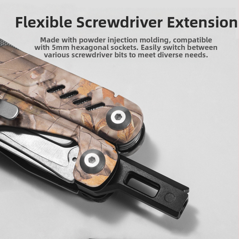 Многофункционални сгъваеми клещи с игловидни челюсти за къмпинг – неръждаема стомана, дръжки от 420 неръждаема стомана, сгъваем дизайн, включени разширителни битове, тегло 284 g