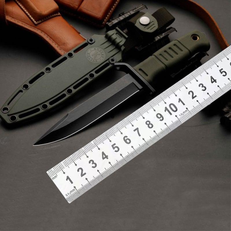 KIZLYAR lauko išgyvenimo peilis – daugiafunkcinis, nešiojamas, skirtas žygiams ir apsaugai, vaisių peilis; ašmenų ilgis 9.7 cm