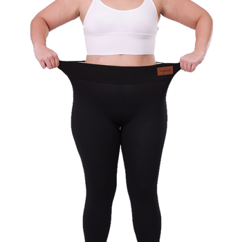 Ženski termalni leggings plus veličina s visokim strukom, duge, fleece podstava, za vanjsku vožnju bicikla i fitness, poliester-elastan