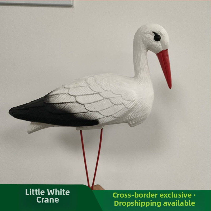 Декоративен модел на птица за двор, PE материал, blow molding, симулиран бял птичен модел, пасторален стил