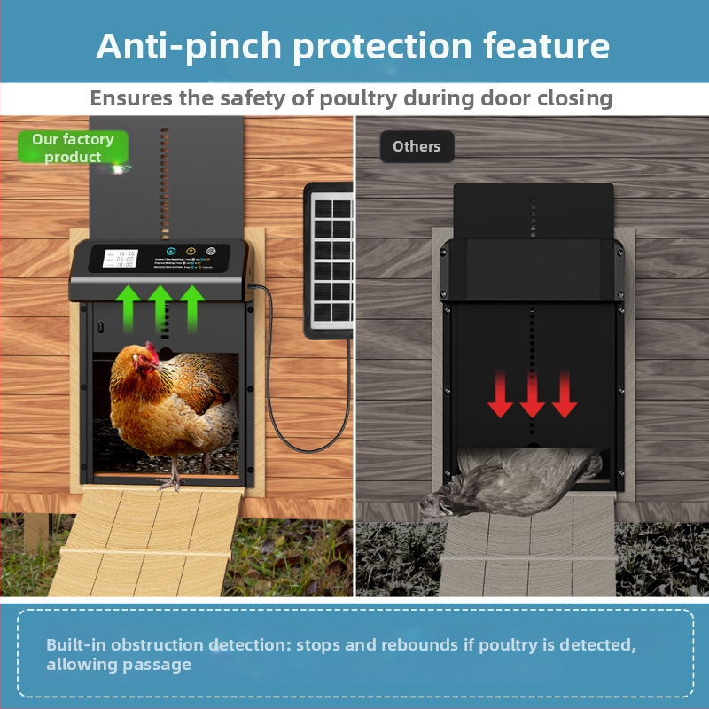Автоматична врата за кокошарник със соларно захранване и интелигентно автоматично повдигане (Материал: неръждаема стомана; Бранд: aibei; Импорт: Не)