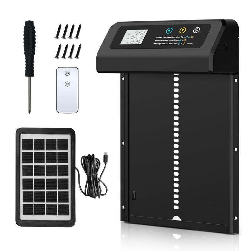 Αυτόματη πόρτα κοτόπουλου με ηλιακή ενέργεια από ανοξείδωτο ατσάλι, ευφυής χρονισμός ανύψωσης (Υλικό: Ανοξείδωτο ατσάλι; Μάρκα: aibei; Εισαγωγή: Όχι)