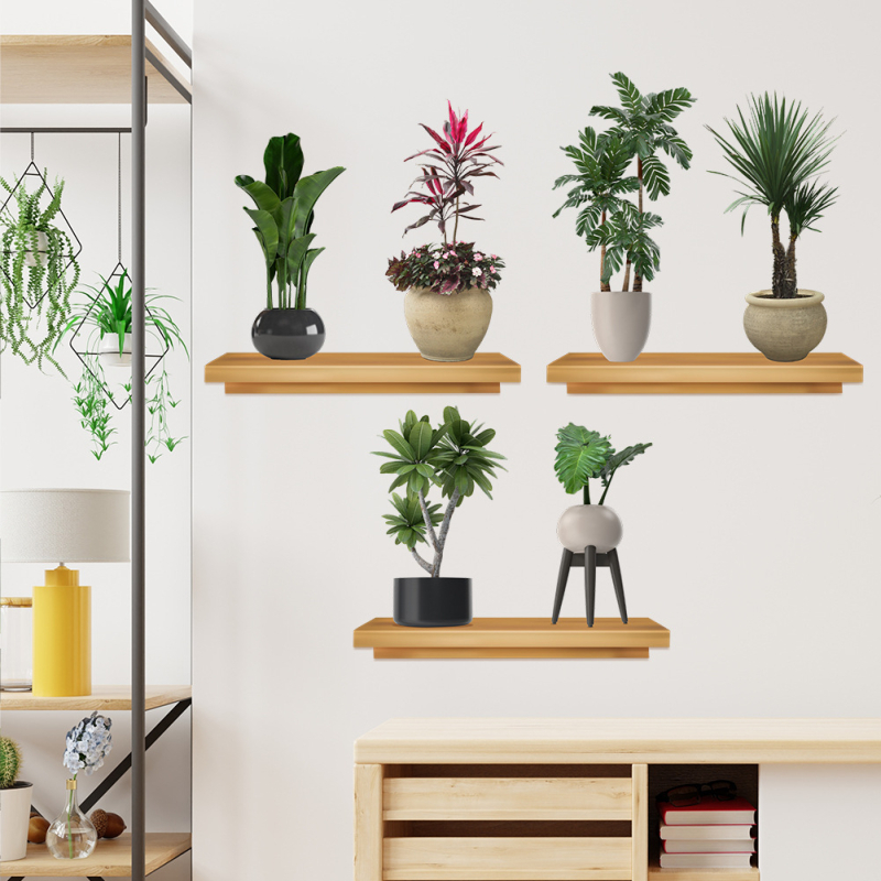 Стенен стикер с растения и цветя – PVC, водоустойчив, стил модерна простота, за дневна и спалня