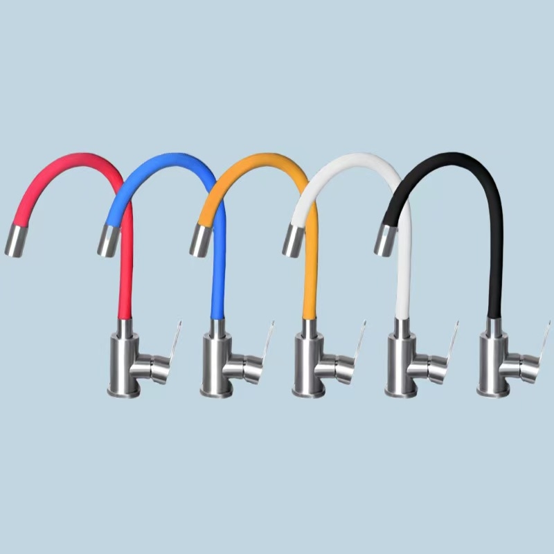 Nerūdijančio plieno virtuvės čiaupas, pasukamas trijų srautų maišymo čiaupas su keramikos disko vožtuvu, elektroplatinis paviršius